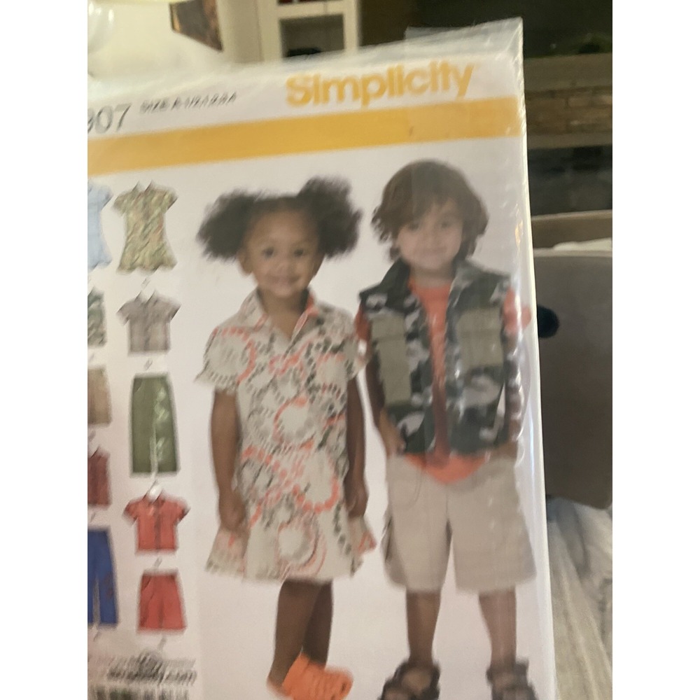 Simplicity Kids Sewing Pattern 2907 Size 1/2-4 Uncut Dress Vest Shorts Shirt